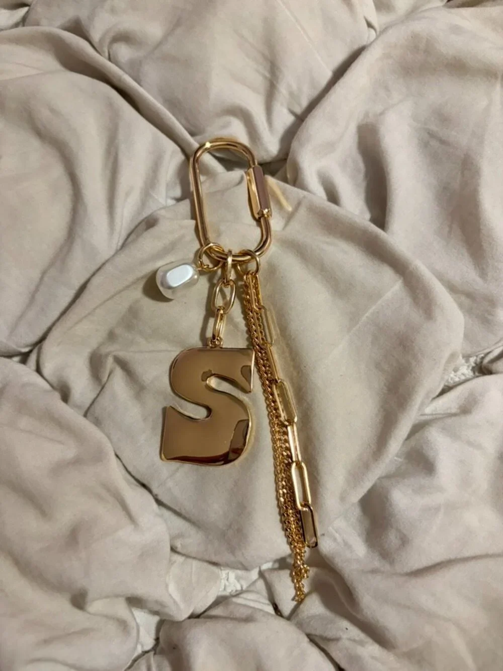 Free People Gold Tone Letter S Charm Bag Charm